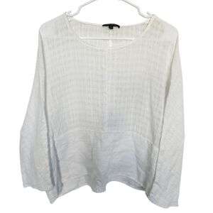 For Cynthia Linen Cotton Blend Gauze Oversized Top M White‎ Beach Lagenlook